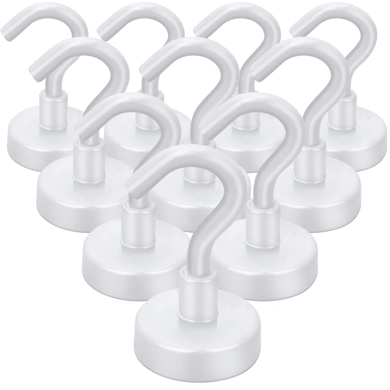 [Australia - AusPower] - E BAVITE Strong White Magnetic Hooks Heavy Duty, 25Lbs 10 Pack Rare Earth Magnets Hook for Refrigerator, Grill, Home, Kitchen, Office, Cruise 10P 