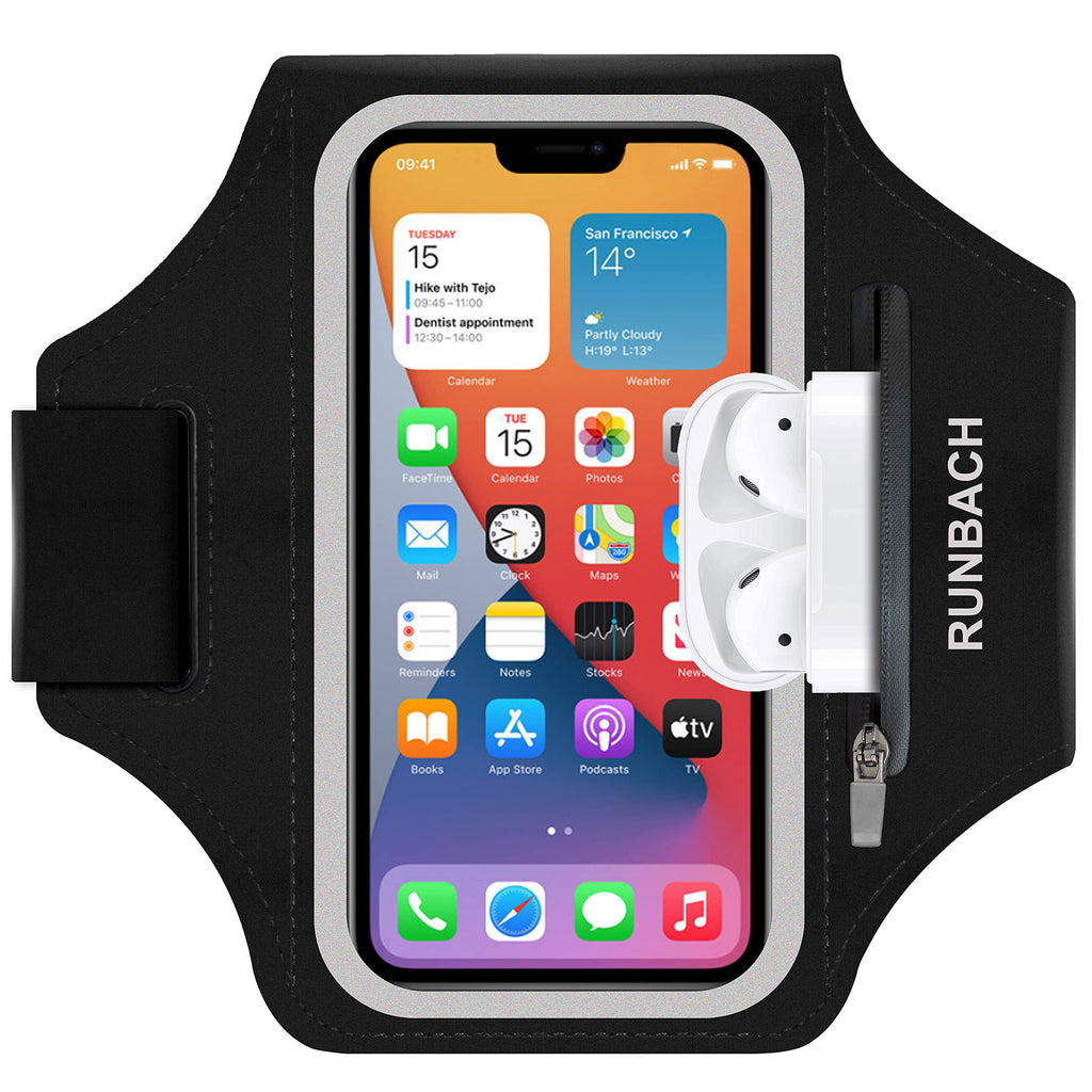 [Australia - AusPower] - Armband for Samsung Galaxy S24 Ultra/S23 Ultra/S22 Ultra/S21 Ultra/S20 Ultra/S24+/S23+/S22+/S21+/S20+/S10+/S9+/S8+, with Zipper Pocket for for Galaxy Buds and Car Key(Black) Black 