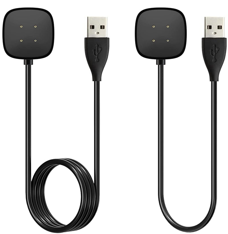 [Australia - AusPower] - [2-Pack] Charger Cable Compatible with Smart Watch Fitbit Sense/ Versa 3, Replacement USB Charging Cradle Dock Stand Cable (3.3 ft/1.0ft) 3.3 ft/1.0 ft 