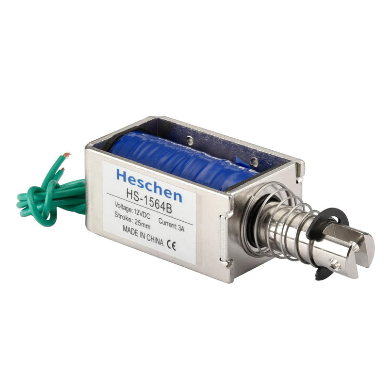 [Australia - AusPower] - Solenoid Electromagnet, HS-1564B, DC12V 3A, 25mm Stroke, Force 30N, Push Pull Type, Open Frame, Linear Motion 