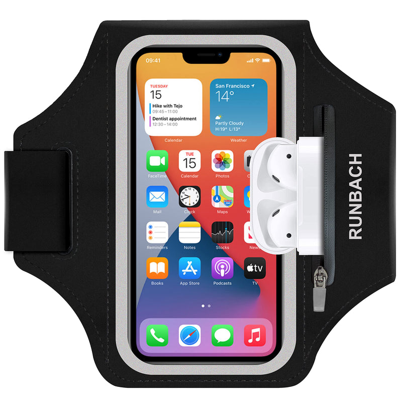 [Australia - AusPower] - Armband for iPhone 15 Pro Max/15 Plus/iPhone 14 Pro Max/14 Plus/13,12,11 Pro Max/XS Max/iPhone 8/7 /6 Plus,Water Resistant Sport Armband with Zipper Slot for Airpods and Keys (Black) Black 