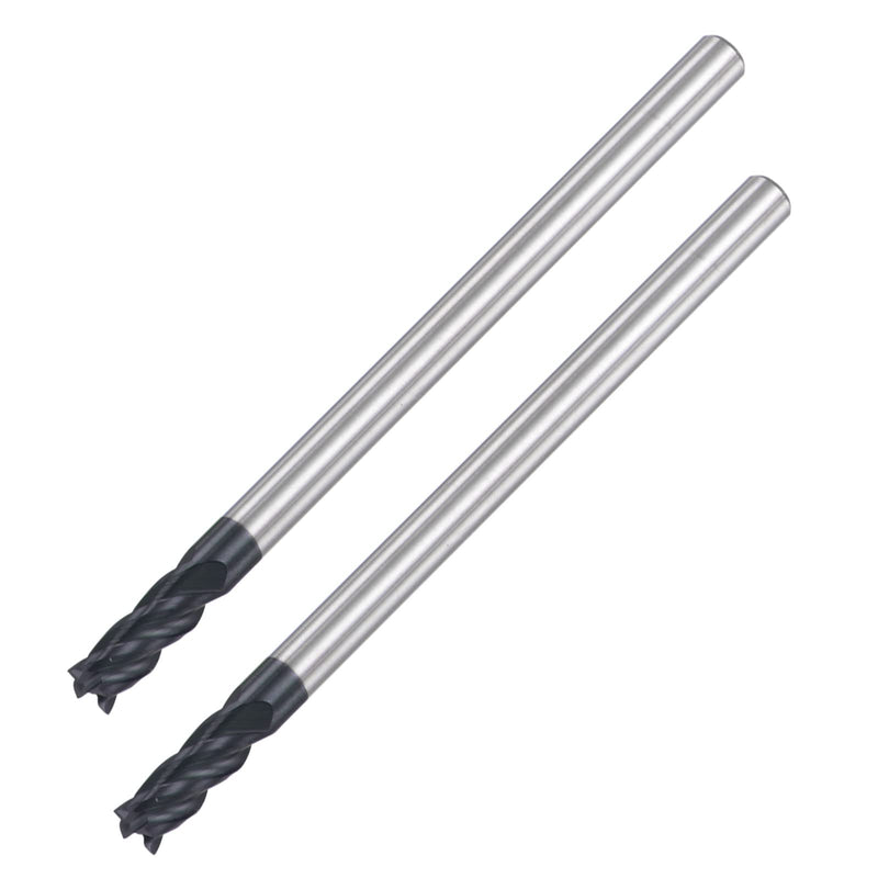 [Australia - AusPower] - uxcell Square Nose End Mill, 3mm Tip Dia Solid Carbide AlTiN Coated CNC Router Bits 4 Flute Spiral Milling Cutter HRC45 with 4mm Shank 50mm (2-inch) Length, 2pcs 3.0mmx8mmx4mmx50mm 
