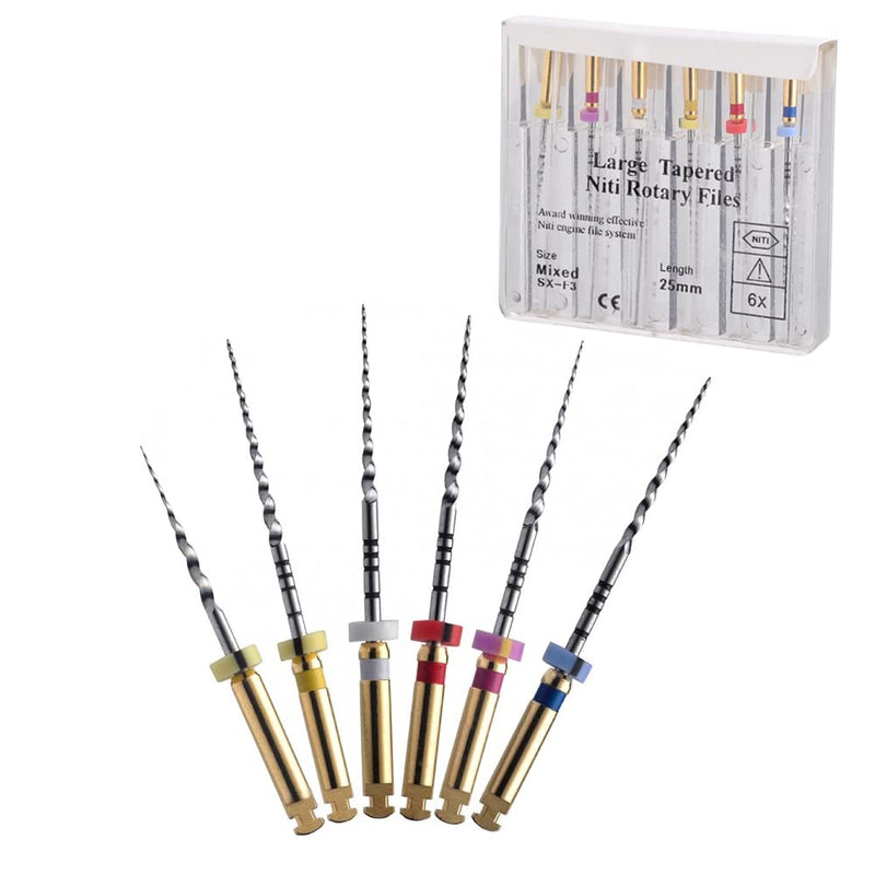 [Australia - AusPower] - Dental Endo Files 6PCS Large Tapered Niti Rotary Files SX-F3 25MM Endodontic Root Canal Treatment Engine File 