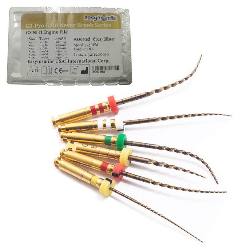 [Australia - AusPower] - Dental Endodontic Niti Rotary Files 6PCS X3-Pro Glod Taper Endo Root Canal Treatment File (31MM Assorted) 31MM Assorted 