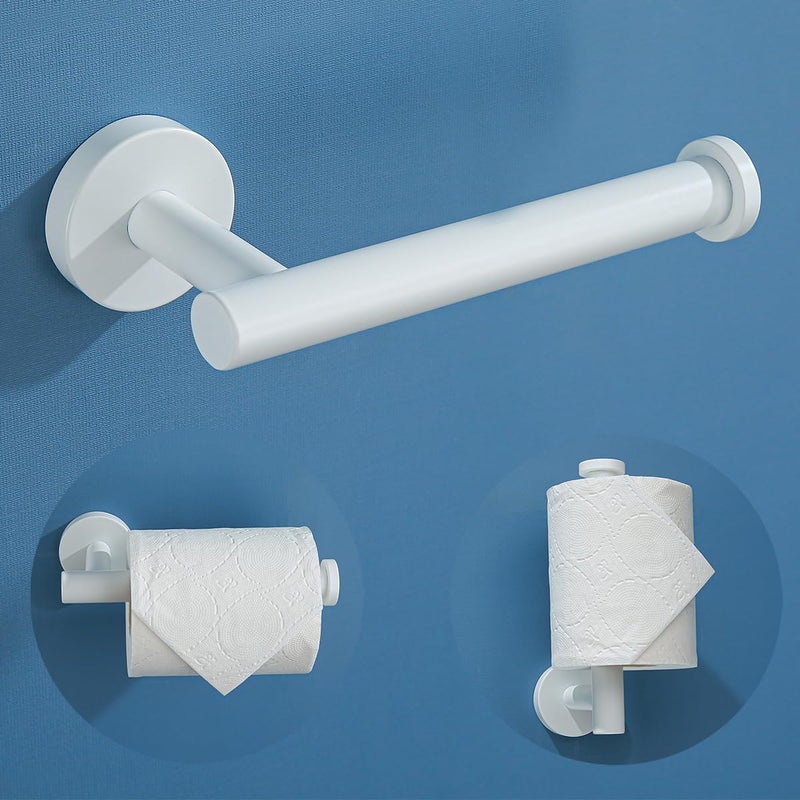 White Toilet Roll Holder Bathroom Toilet Paper Holder Wall-Mounted TP Toilet Tissue Holder White