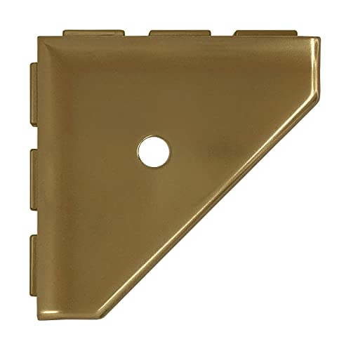 Questech 8" Corner Shower Shelf - Lugged for New Construction, Shower Organizer for Tiled Walls, Corner Caddy Soap Dish Bathroom Storage, Geo Lugged, Gold Finish