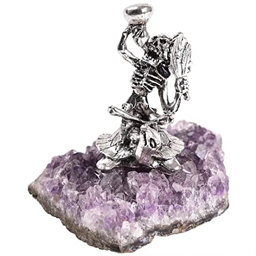 AMOYSTONE Amethyst Cluster with Drunkard Statues Crystal Collection Home Office Decor Unique Gifts 1PC