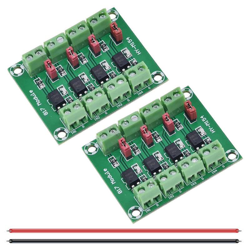 [Australia - AusPower] - 2 Pcs PC817 4 Channel Optocoupler Isolation Module 3.6-30V Voltage Converter Driver Photoelectric Isolated Board for Control Relay with 24AWG Wire 