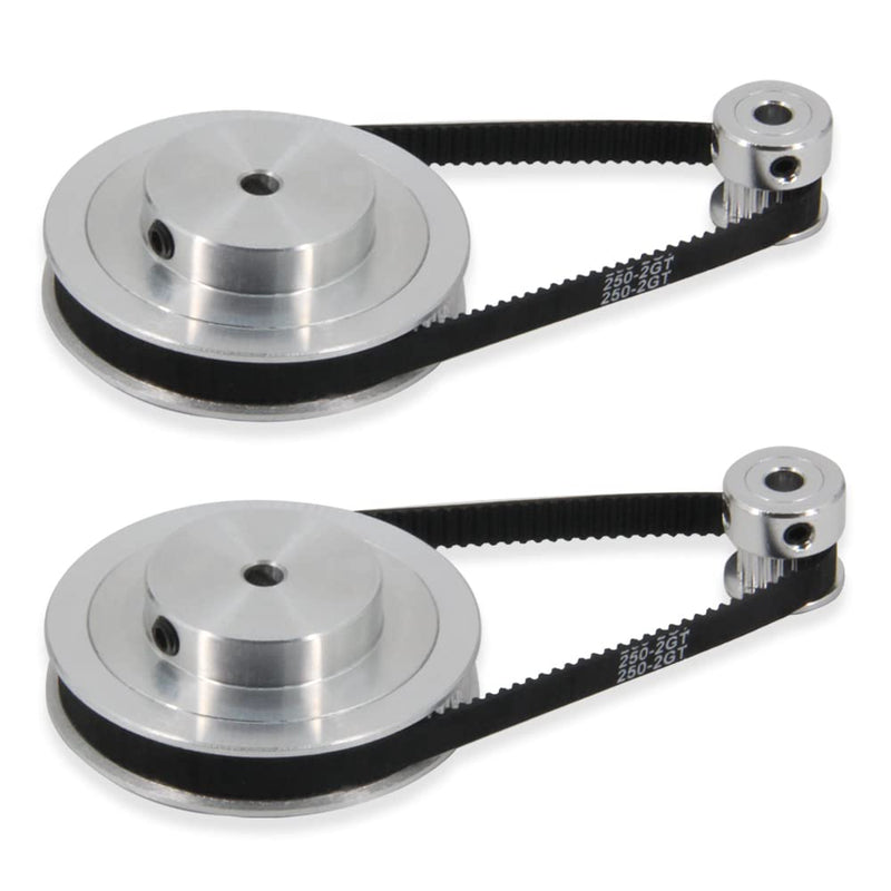 [Australia - AusPower] - 2Kit 2GT Synchronous Wheel 20&80 Teeth 5mm Bore Aluminum Timing Pulley with 2pcs Length 250mm Width 6mm Belt (20-80T-5B-6) 20-80T-5B-6 