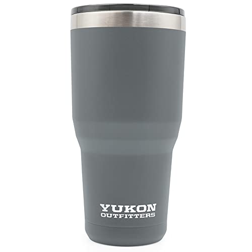 Yukon Outfitters Freedom High Grade 18/8 Corrosion-Resistant Stainless Steel Double Wall Vacuum Insulated Tumbler (30oz / 890ml) - 7.85" H x 3.9" Top Dia. / 2.9" Bottom dia., Charcoal