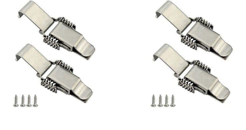 NRC&XRC Stainless Steel Rustic Industrial Double Spring Locking Latch Hasp Chest Toggle Catch Clasp Furniture Hardware Accessories w/Screws (4, M) 4 Medium
