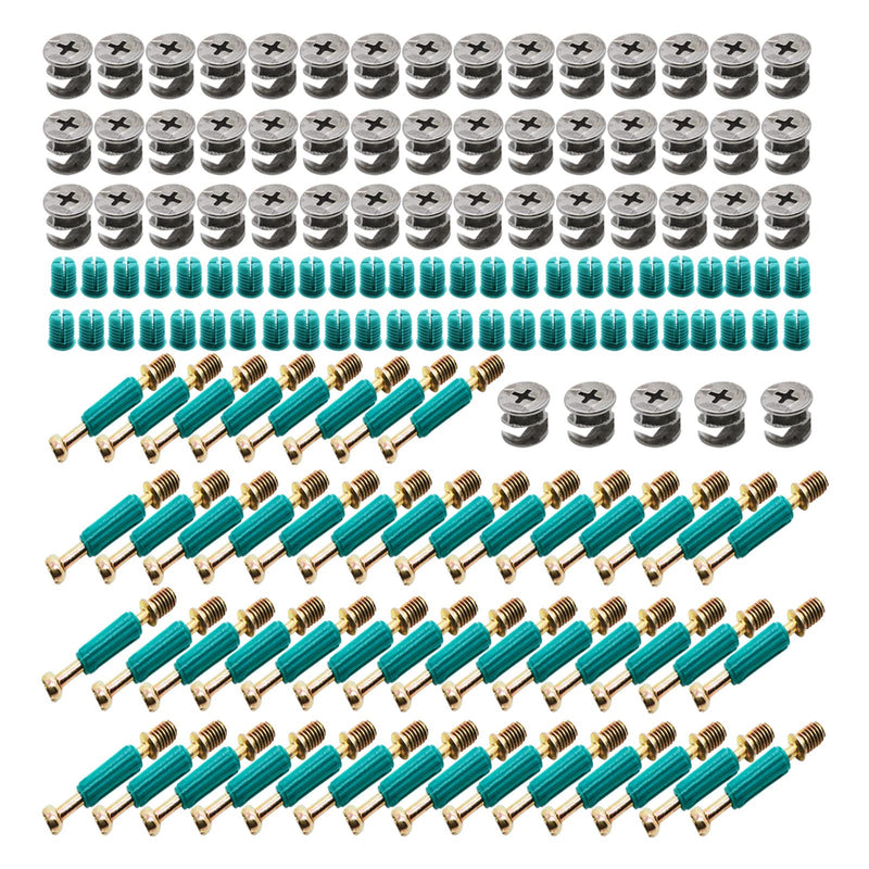 [Australia - AusPower] - 50 Set 3-in-1 Furniture Connecting Hardware Cam Lock Fasteners Kit,Cam Fitting Pre-Inserted Nut and Eccentric Wheel with Dowels Cam Locks for Furniture Crib Cabinet Drawer Wardrobe Splicing 