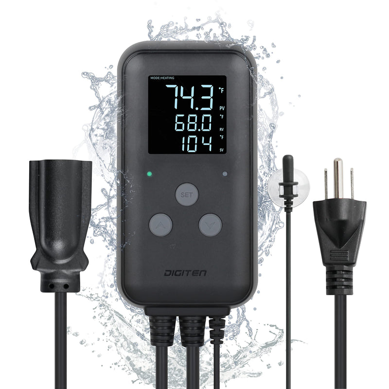 [Australia - AusPower] - Reptile thermostat, Greenhouse Temperature Controller, Digital Waterproof Thermostat for Home Brewing Fermentation Breeding Incubation Greenhouse Terrarium, Heating & Cooling Outlet 110V 15A 1650W 