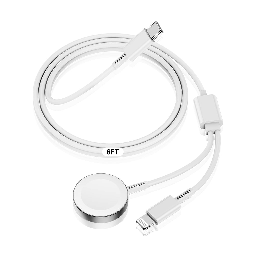 for Apple Watch Charger Cable USB C, [MFi Certified] Magnetic for iWatch Charger Cable Fast Charging for Watch Series Ultra 9 8 7 6 5 4 3 SE & iPhone 14/13, Type C 2-in-1 Cord for iPhone & Watch-6ft