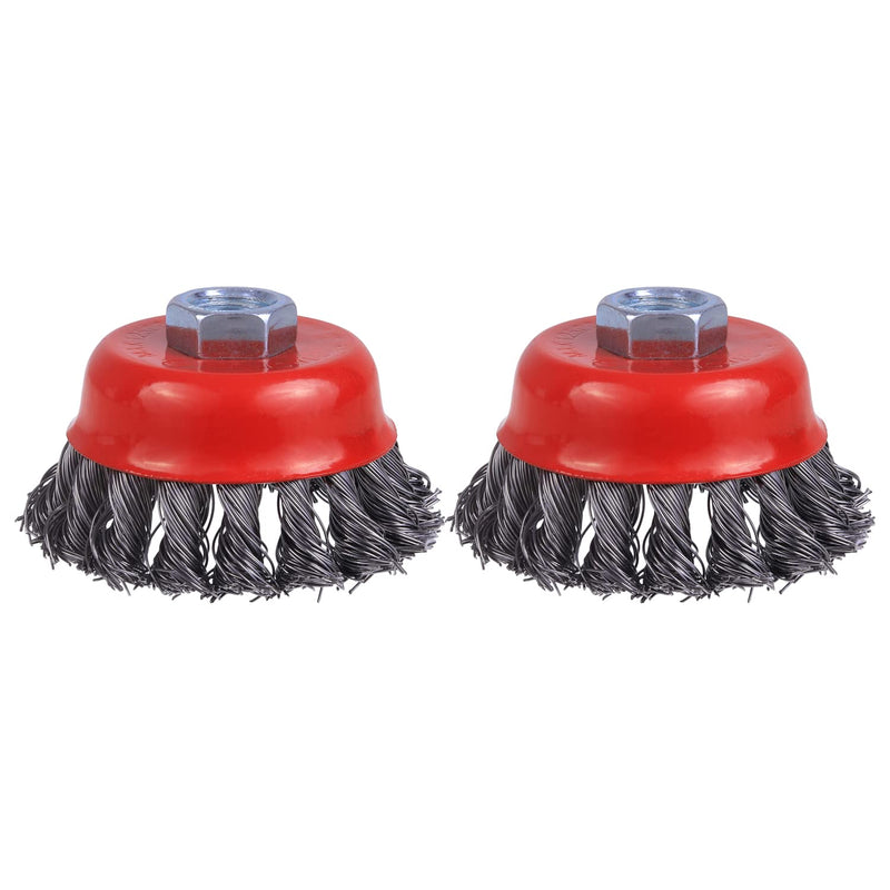 [Australia - AusPower] - Wire Cup Brush for 4 1/2 Angle Grinder, 2 Pack 3 inch Wire Brush for Grinders, 5/8 Inch-11 Threaded Arbor, 0.020 Inch Twisted Knotted Wire Brush Wheel for Angle Grinder 