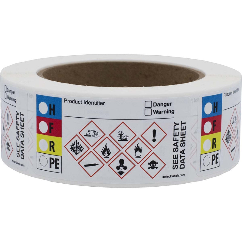 [Australia - AusPower] - Small Write-On GHS and HMIG Combo Label with GHS Hazard Symbols, 1.5 x 3 Inch Rectangles, 500 Total Labels per Roll 