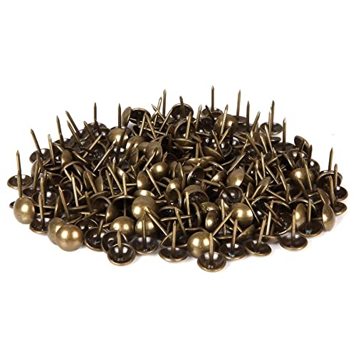 ZAYI antique bronze upholstery tacks, 5/8 x 13/16 inch, 100-piece furniture thumb tack assortment kit