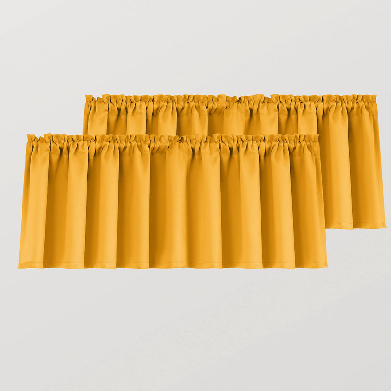 [Australia - AusPower] - Yellow Valances for Windows Rod Pocket Mustard Curtains for Kitchen Bathroom Living Room 36x16 Inches Long Yellow 