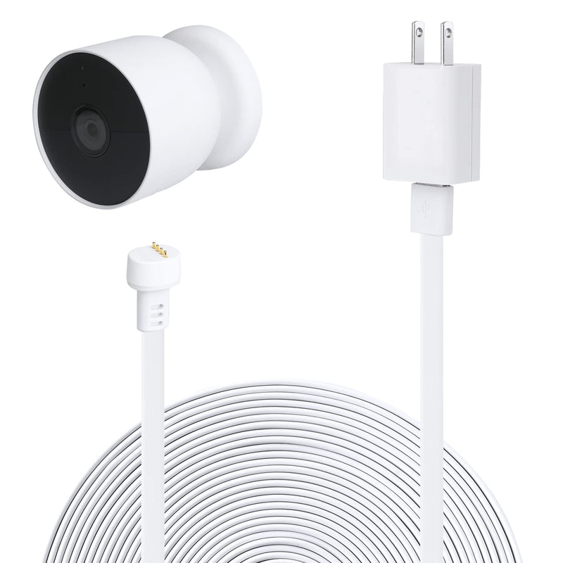 [Australia - AusPower] - Power Adapter for Google Nest Cam (Battery), with 16.4Ft/5m Weatherproof Charging Cable Continuously Power Your Nest Cam (Battery) - White 