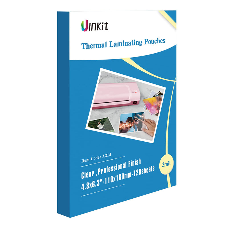 [Australia - AusPower] - Uinkit 120Pack Thermal Laminating Pouches 3mil Laminating Sheets 4.3x6.3 inches for Sealed 4x6 Photo Card Documents, Glossy Clear Laminator Pouch Rounded Corner 4.3"x6.3"x120Pack-3Mil 