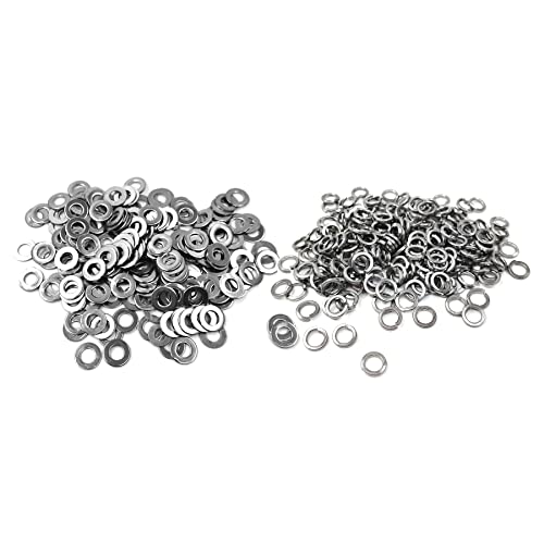 ZAYI M5 304 Stainless Steel Flat Washer and Split Spring Lock Washer Assortment Set, 100Sets Pack（M5）