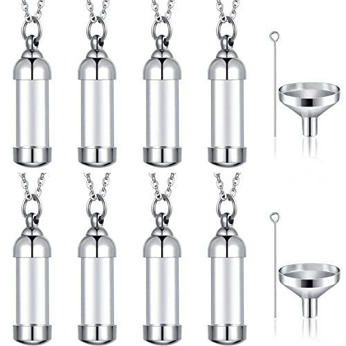 Vial Necklace Glass Vial Pendant Stainless Steel Glass Container Urn Necklace for Ash Openable Memorial Keepsake Cremation Ashes Holder 12