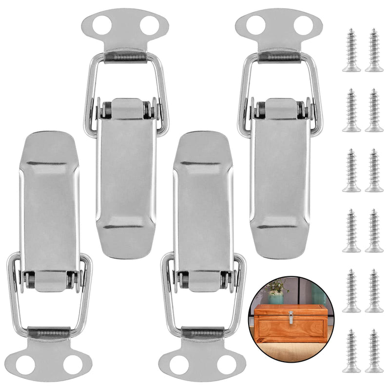 [Australia - AusPower] - 4Pcs Spring Loaded Toggle Latch, 2.3" Stainless Steel Toggle Latch Catch Hasps Clamp Clip with Screws for Wooden Box, Case, Chest, Cabinet 2.3'' / 58mm Silver 