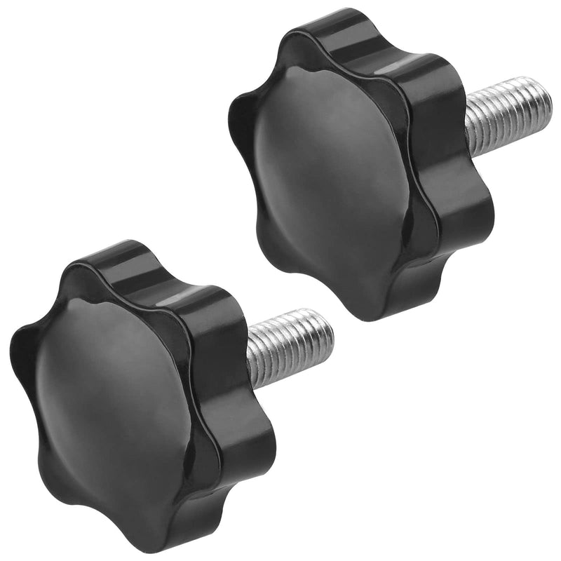 [Australia - AusPower] - M8 x 20mm Thread Star Knob 2Pcs, Plastic Hex Shaped Clamping Knob Handle Hand Tightening Screw for Umbrella Base Replacement M8 x 20mm Hexagonal Handle Black 