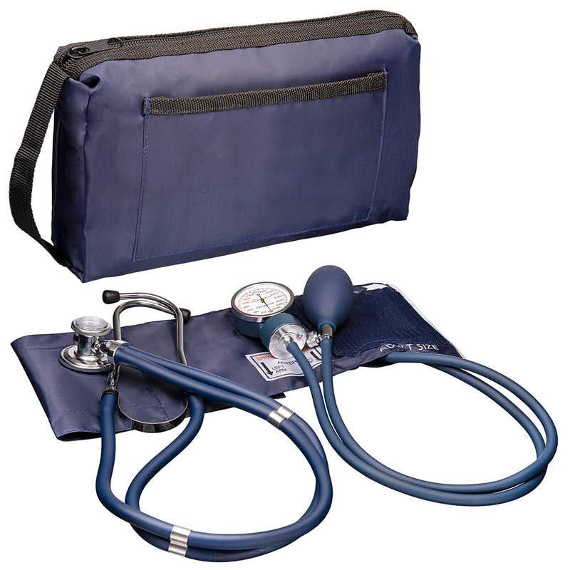 [Australia - AusPower] - NOVAMEDIC Professional Aneroid Sphygmomanometer Blood Pressure Machine and Stethoscope Set, Universal Adult Size Cuff Arm 8.7-16.5", Manual Emergency BP Monitor Kit with Carrying Case, Blue 