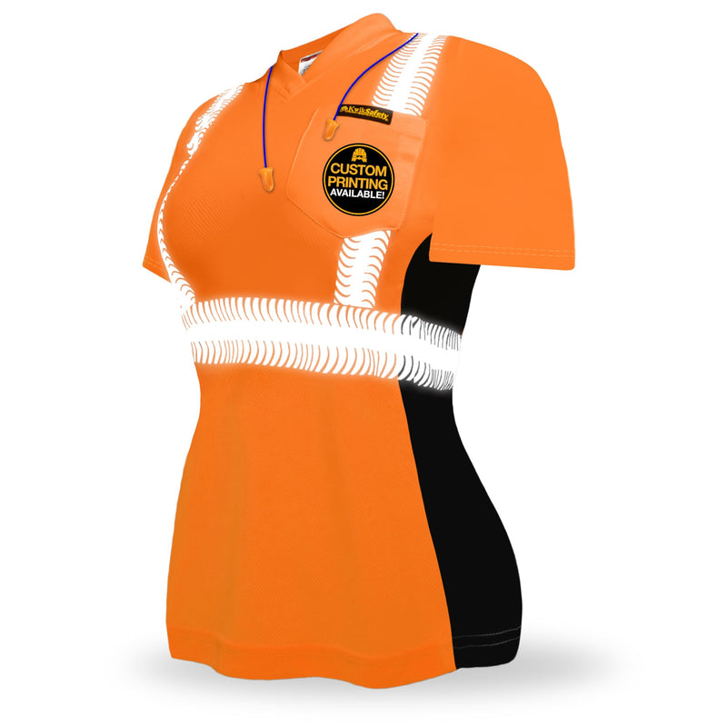KwikSafety - Charlotte, NC - Vixen Hi Vis Short Sleeve Safety Shirt for Women [Angel Hair Reflective Tape] Large Orange