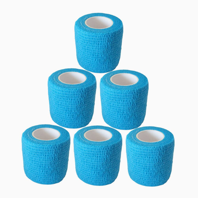 Baisunt 6 Pack 2 Inches Cohesive Bandage Self Adhesive Wrap Elastic Self Adherent Vet Wrap Breathable Self Stick Tape for Wrist, Ankle, Sports, Tatoo Wrap(5 Yards, Blue) 2 Inch