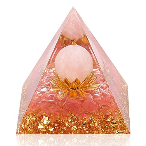Hopeseed Orgone Pyramid Orgonite Healing Crystal Pyramid, Rose Quartz Rose Quartz Crystal
