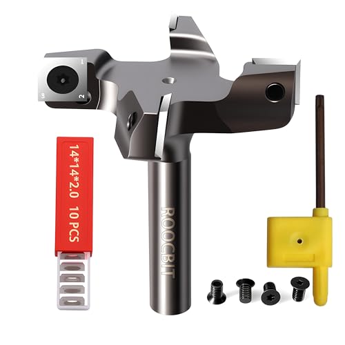 ROOCBIT CNC spoilboard surfacing router bit with 1/2-inch shank, 3-inch cutting diameter and carbide inserts