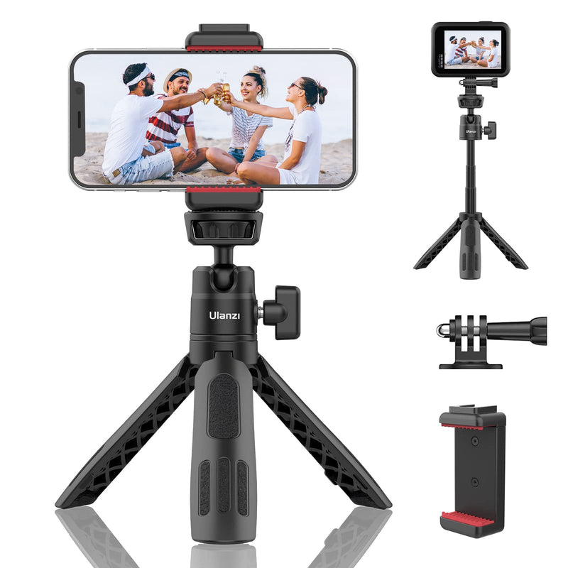 [Australia - AusPower] - ULANZI M12 Extendable Selfie Stick for Gopro, Portable Vlog Cell Phone Tripod Stand with Phone Mount and Gopro Adapter, Mini Hand Grip Compatible with Gopro Hero 10/9/8/7/6/5 and Smartphone M12 Tripod 