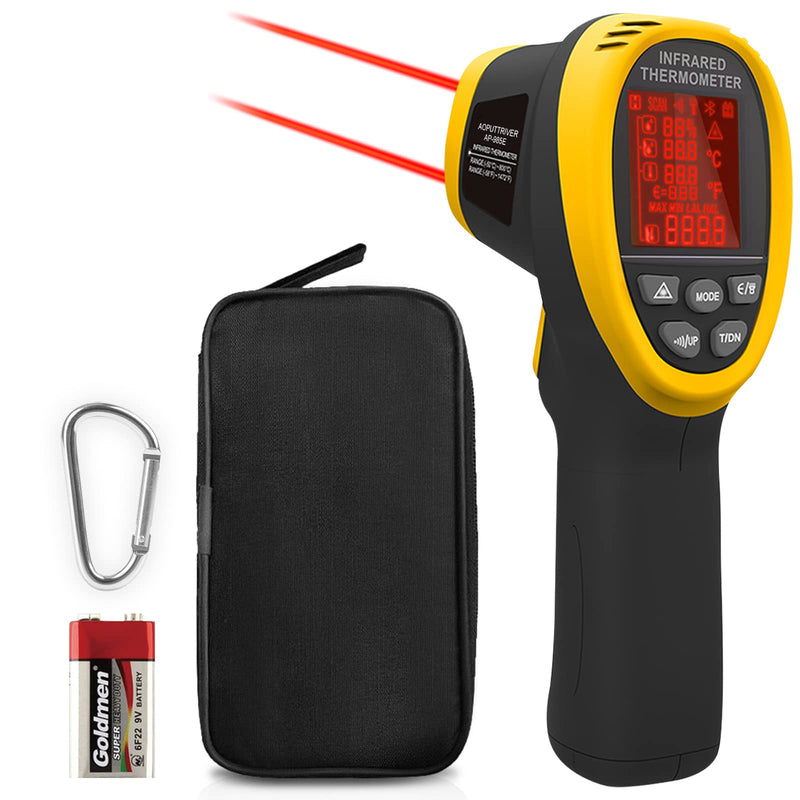 [Australia - AusPower] - Pyrometer, Industrial Laser Thermometer Gun-58℉~1472℉ High Temp Infrared Thermometer, Non-Contact Thermometer w/Humidity, Ambient Temperature & Dew Point, Temp Alarm【NOT for Human】 985E 