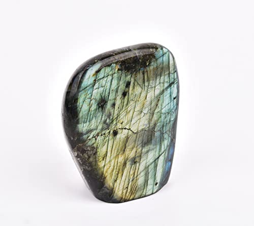 AMOYSTONE Single Decorative Stone Labradorite Polished Stone Slab Crystal Aura Healing Reiki Home Decor Small 0.8-1.3 LBS 0.8 ~ 1.3 LBS Labradorite a