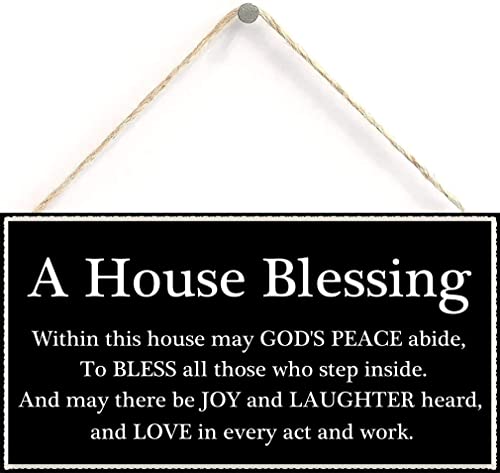 A House Blessing Hanging Sign Decorative Wood Sign Home Decor Wood Door Sign Plaque 12" x 6"