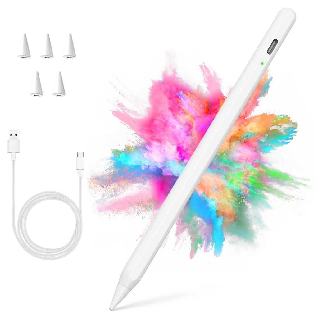 [Australia - AusPower] - Stylus Pen for iPad 2018-2022 with Palm Rejection, Active Pencil for Apple iPad 10th/9th/8th/7th/6th Generation, iPad Pro 11/12.9 inch, iPad Air 5th/4th/3th Gen, iPad Mini 6th/5th Gen White 