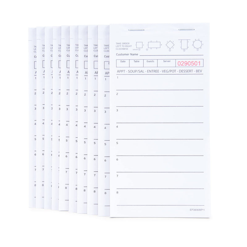 [Australia - AusPower] - Guest Check Pads EP-3616WP-1 (10 Pads), Total 500 Sheets White Waitress Notepad, Server Order Pads for Restaurant 10 pads 