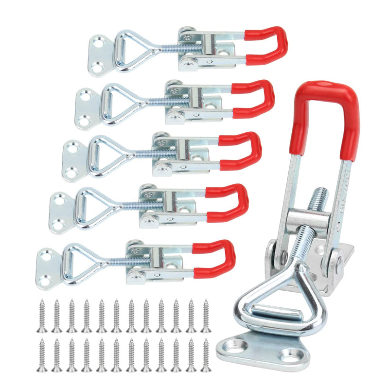 [Australia - AusPower] - 6 Pieces Adjustable Toggle Clamps, Heavy Duty Toggle Latch Clamps, Pull Latches for Doors, Cabinets, Wooden Boxes, 150Kg 330Lbs Holding Capacity with Screws 6 