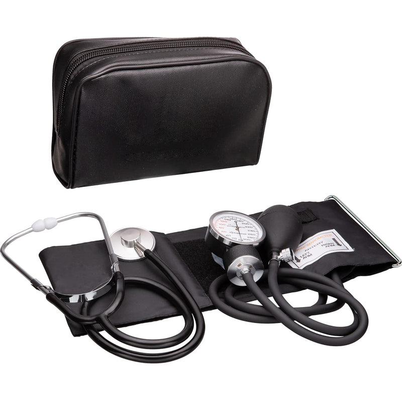 [Australia - AusPower] - NOVAMEDIC Adult Size Self Taking Black Aneroid Sphygmomanometer, Stethoscope Kit - Professional Blood Pressure Machine with Manual Inflation Cuff w/D-Ring, 8.7”-16.5", BP Monitor Kit w/Carrying Case 
