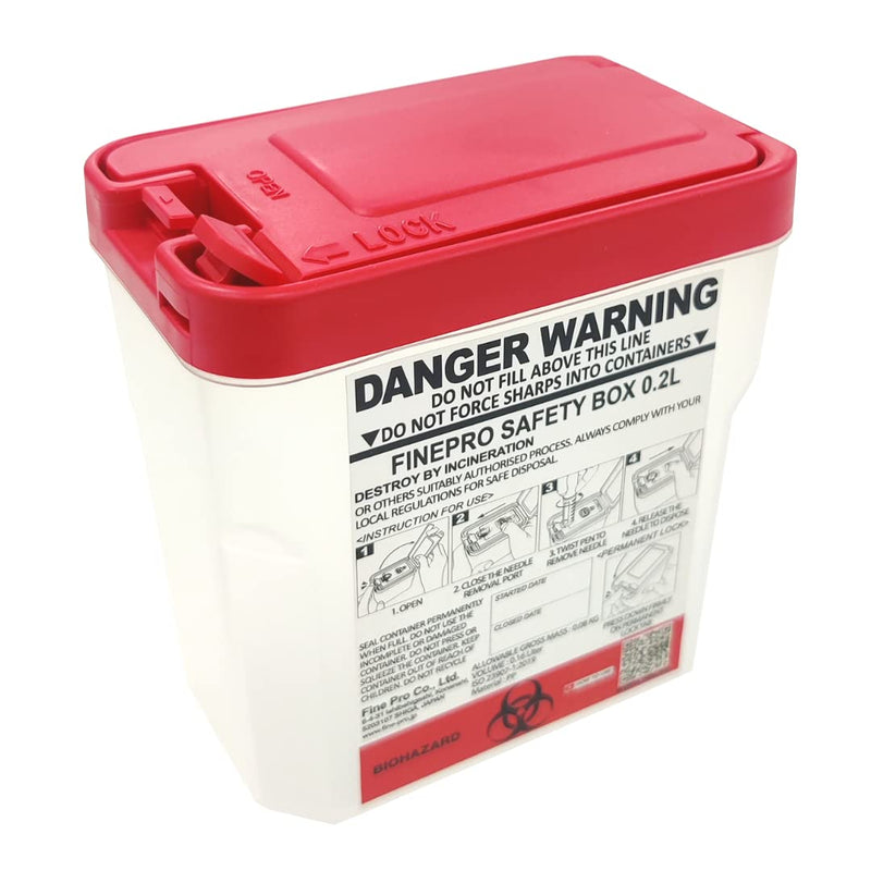 [Australia - AusPower] - 0.2L Size Portable Pen-Needle Disposal Container Diabetes Care (0.2L, Red+Clear, 1) 0.2L 