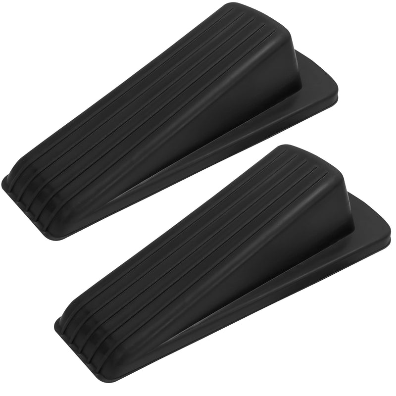 [Australia - AusPower] - S&T INC. Heavy Duty Rubber Door Stopper for Residential and Commercial Use, Black, 4.8 in. x 2.2 in. x 1.3 in, 2 Pack Black 2Pack 