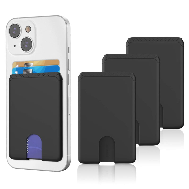 [Australia - AusPower] - Senose Phone Card Holder, Silicone Anti Slip Out Phone Wallet Stick On Credit Card Holder, Id Card Pouch Compatible for iPhone 13/12 Pro Max Samsung Galaxy Smartphone, 3 Pack (Black) Black*3 