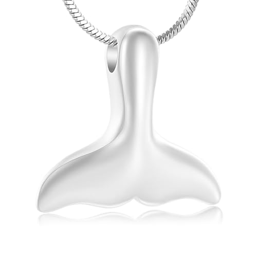 Whale Tail Cremation Jewelry for Ashes Pendant Mermaid Tail Memorial Urn Necklace Ashes Locket Keepsake Gift for Women Girl Silver
