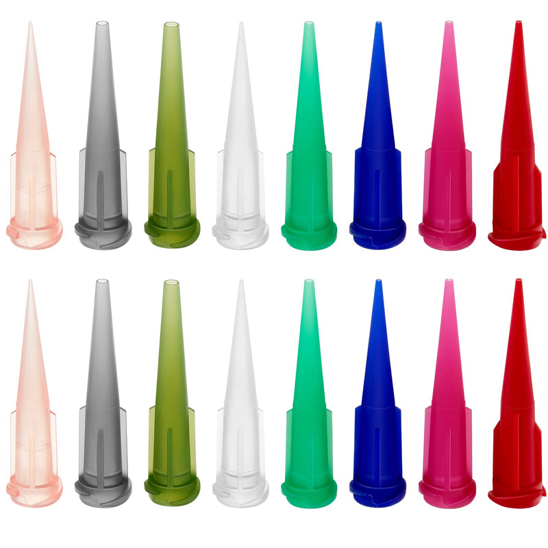 [Australia - AusPower] - 160 Pieces 8 Size Plastic Tapered Pinhead Blunt Syringe Tips Adhesive Dispensing Tip Plastic Glue Tips for Oil or Glue Applicator 