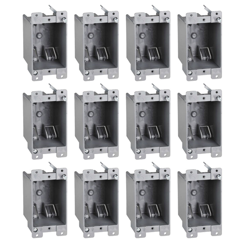 Newhouse Hardware 1-Gang PVC Old Work Electrical Outlet Box (12-Pack) | 14 cu. in. Plastic Junction Box for Switches, GFCI, or Duplex Receptacle Outlet | Old Work Electrical Box for Home Improvement 1-Gang (14 cu. in.) 12