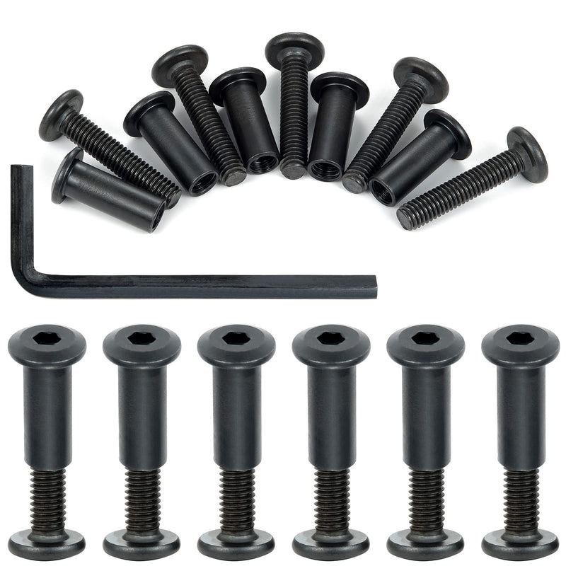 [Australia - AusPower] - 40 Sets M6 Black Binding Post Screws Countersunk Rivet Socket Cap Connecting Bolts Cap Nuts Assortment Kit for Baby Bed Furniture,Leather Saddles Purses Belt Repair (M6x30mm-Black-D) M6x30mm-Black-D 