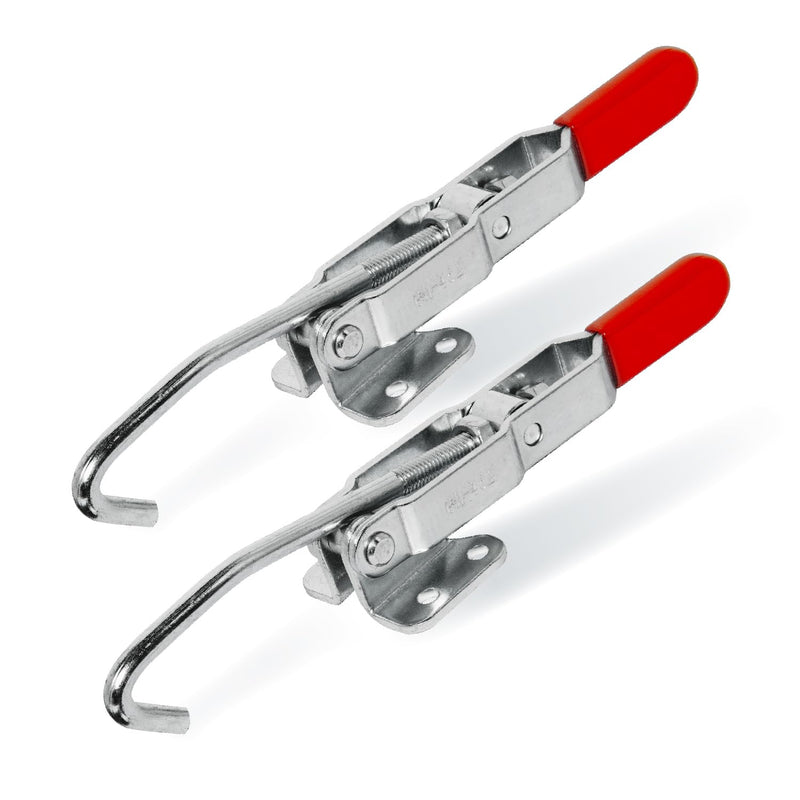 [Australia - AusPower] - POWERTEC 2PK Toggle Clamp with J Hook, 375 lbs Holding Capacity, 451 Adjustable Pull Action Latch for Smoker, Tool Box, Woodworking Jigs and Fixtures, Cabinet, Lids, Door, Truck (20308-P2) 451, 2PK 