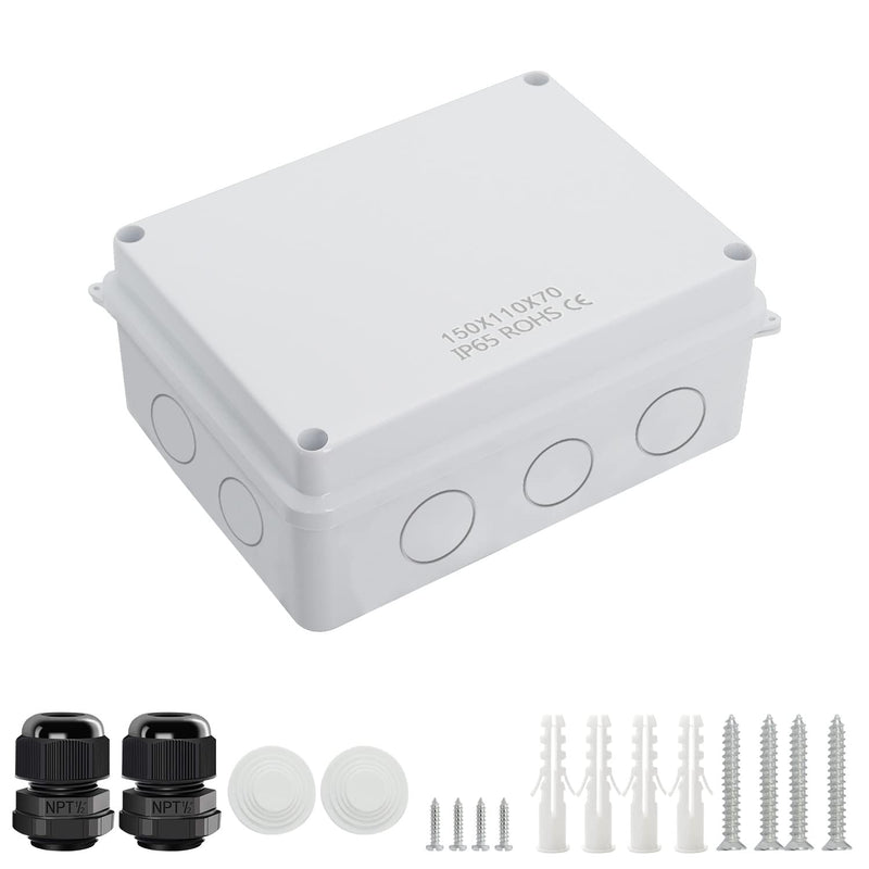 [Australia - AusPower] - LeMotech Junction Box with Reserved Holes ABS Plastic Electrical Box IP65 Waterproof Dustproof Project Enclosure for Electronics White 5.9 x 4.3 x 2.8 inch 5.9"x 4.3"x 2.8" 